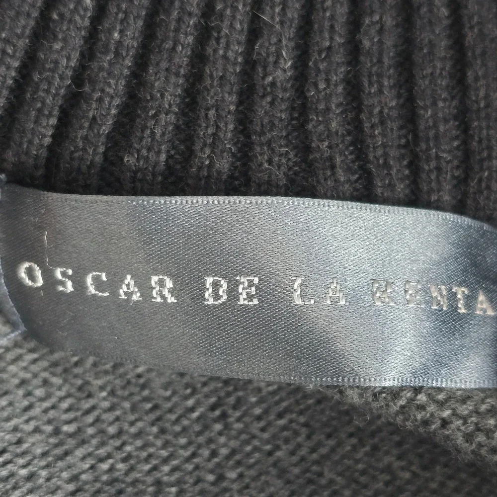 Oscar‎ de la Renta Sweater  Men XL Fair Isle Pattern Gray 1/4 Zip Knit Pullover